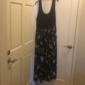 Floral Black and Blue Maxi Dress